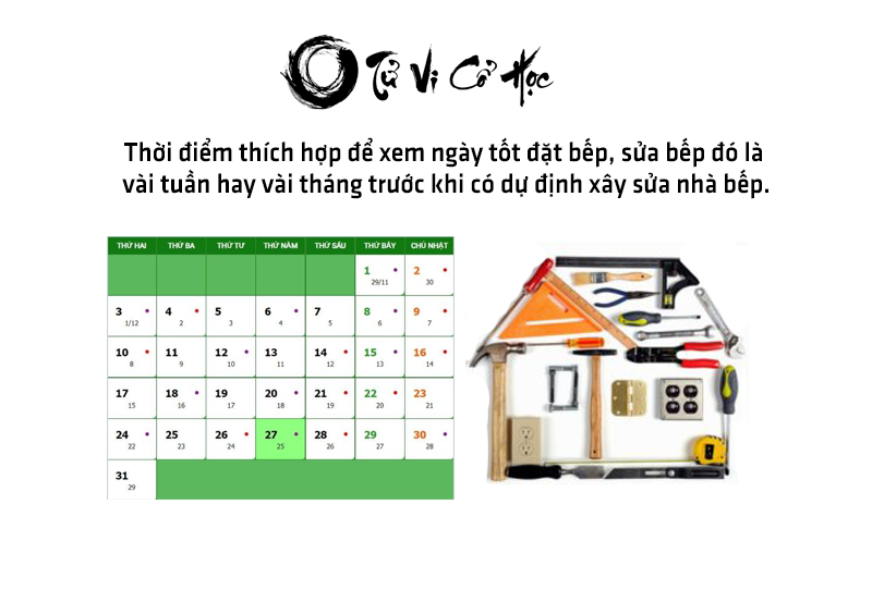 Xem ngày tốt đặt bếp sửa bếp năm 2022 - Tử Vi Cổ Học