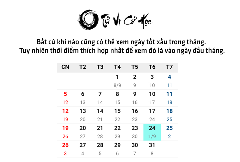 Xem ngày tốt xấu trong tháng năm 2022 - Tử Vi Cổ Học