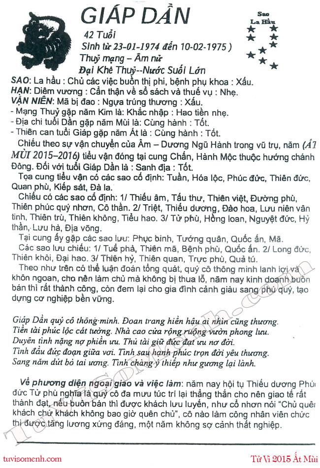 Tử vi 2015 tuổi Giáp Dần nữ mạng chi tiết | Tử Vi Cổ Học